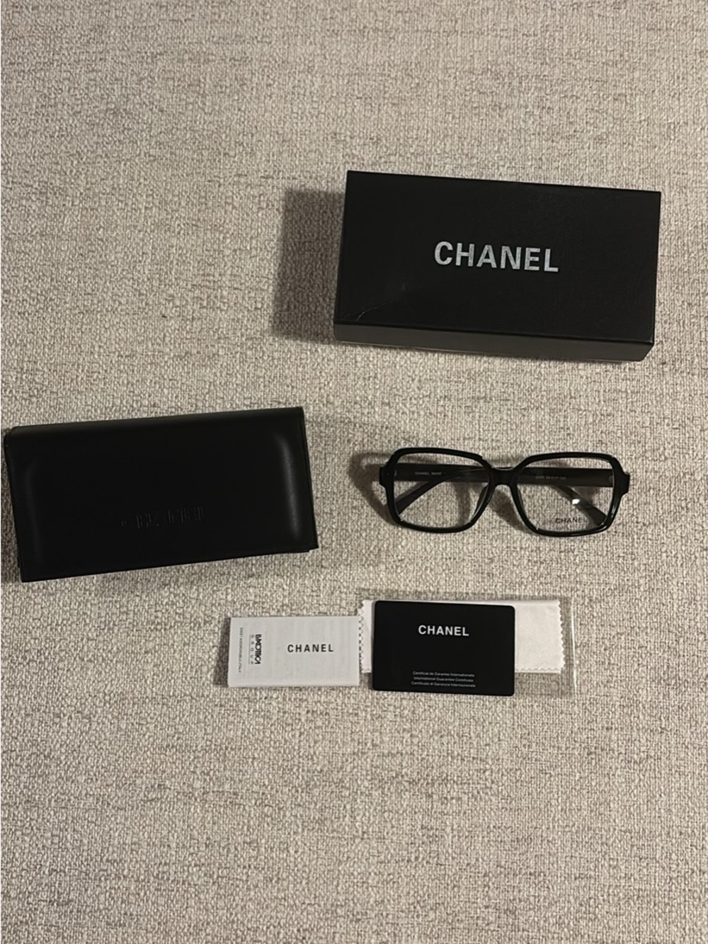 CHANEL Black Men's Optical Glasses with Branded Details